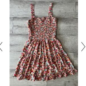 Jessica Simpson Floral Dress Stretch Bodice Tiered Skirt Ruffle Hem Size M